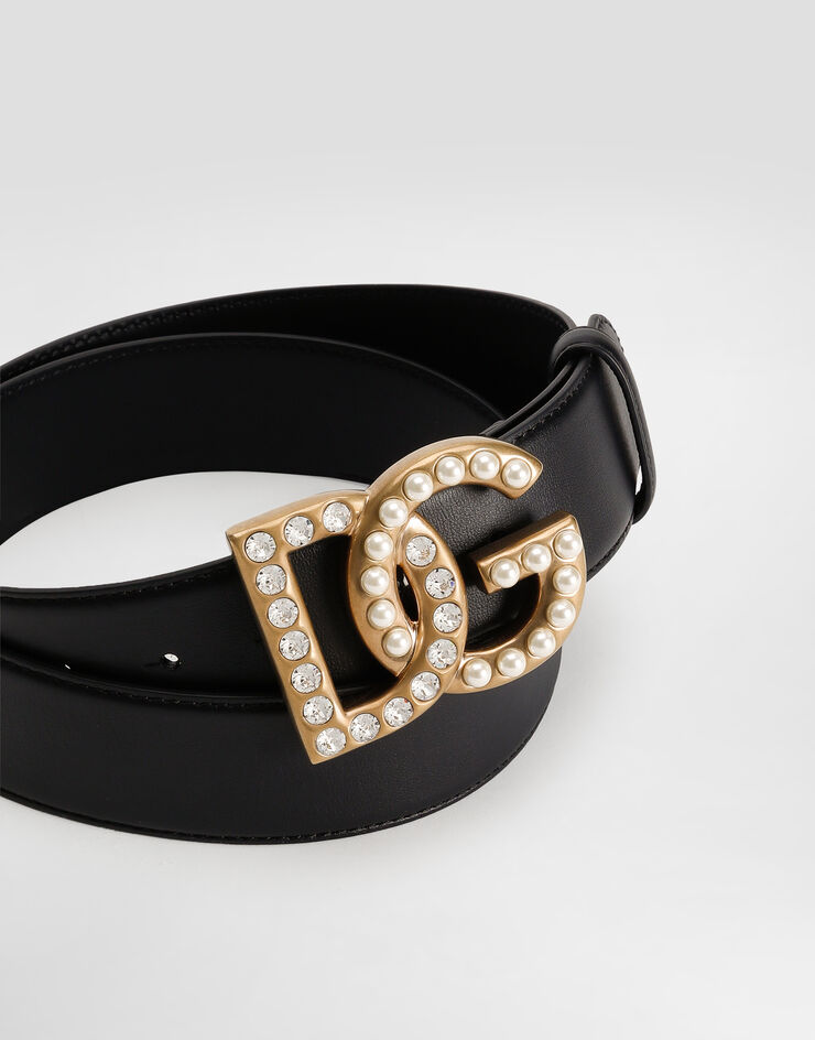 Dolce&Gabbana Ceinture en cuir de veau avec logo DG bijou Multicolor BE1576AQ339