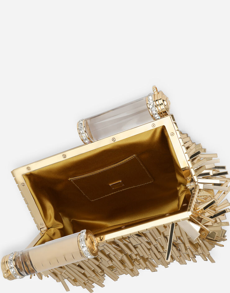 Dolce & Gabbana Сумка из наппы с металлическим отливом с вышитой бахромой золотой BB7097AY831