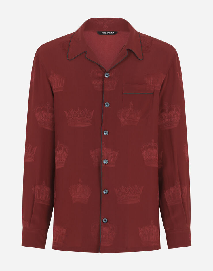 Dolce & Gabbana Silk pajama shirt with crown print Dolce & Gabbana Silk pajama shirt with crown print BORDEAUX G5GW1TFJ1HL