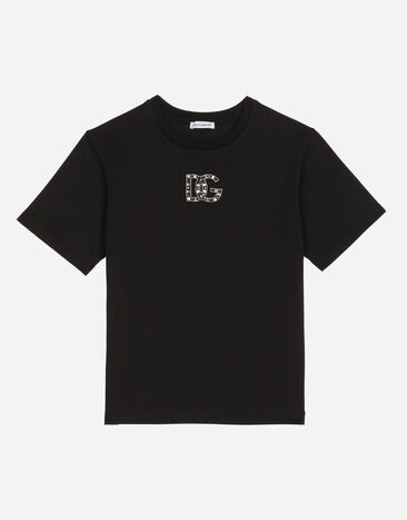 Dolce & Gabbana Camiseta de punto con logotipo DG Negro EB0003AB000