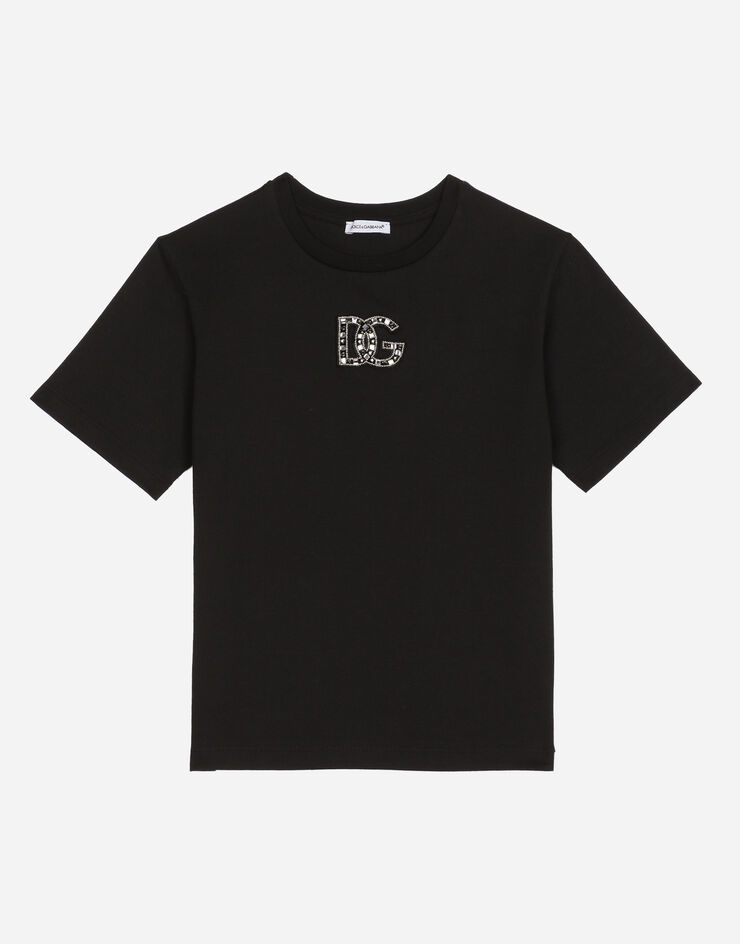 Dolce & Gabbana Jersey T-shirt with DG logo Black L4JTBLG7K2M