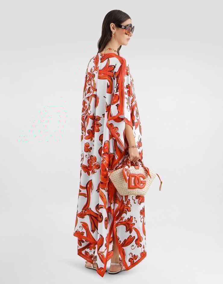 Dolce & Gabbana Majolica-print twill kaftan dress Multicolor F6TTFTGDDRE
