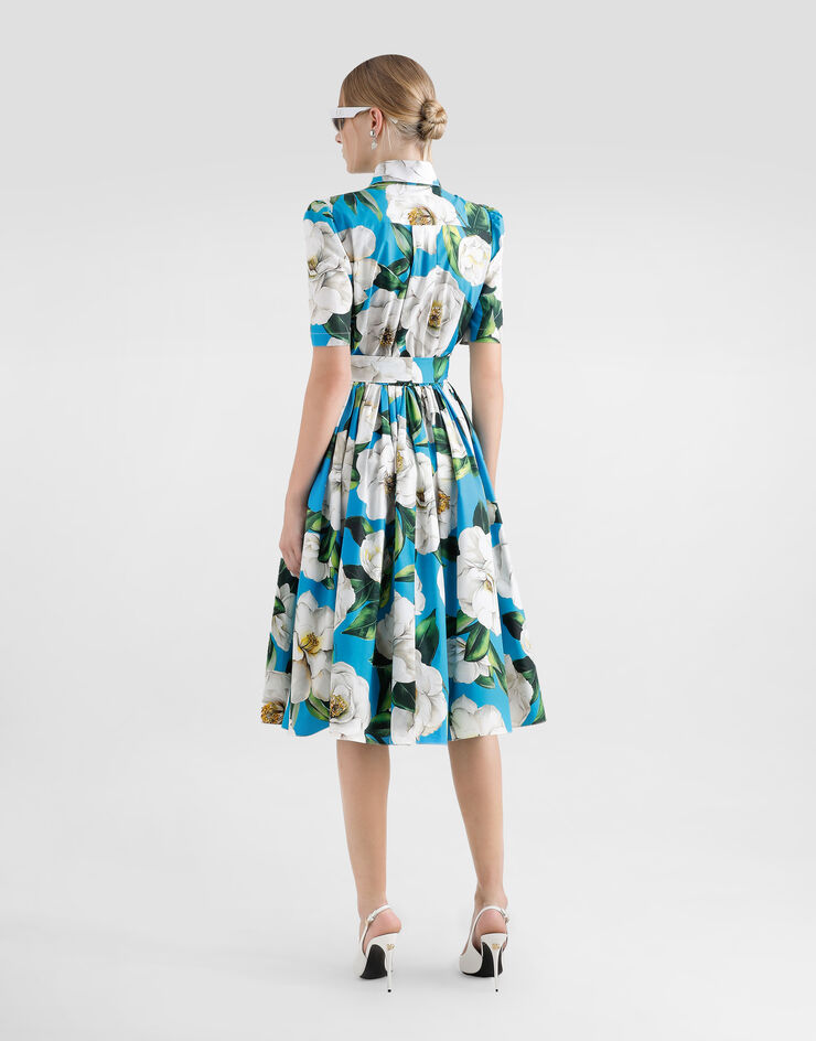 Dolce & Gabbana Short cotton corset dress with bouquet print Print F6AGMTHS5TJ