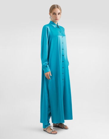 Dolce & Gabbana Long silk satin caftan Green F6DJPTFU1UU