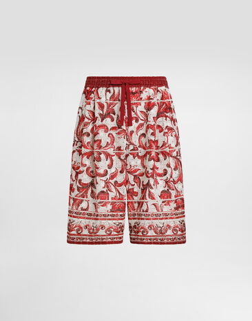 Dolce & Gabbana Majolica-print broderie anglaise lace vanity bermuda shorts Multicolor GP21RTHH5E6