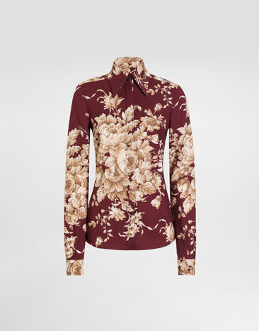 Dolce & Gabbana Camisa de charmeuse con estampado de rosas Imprima F5R64TFSA7Y
