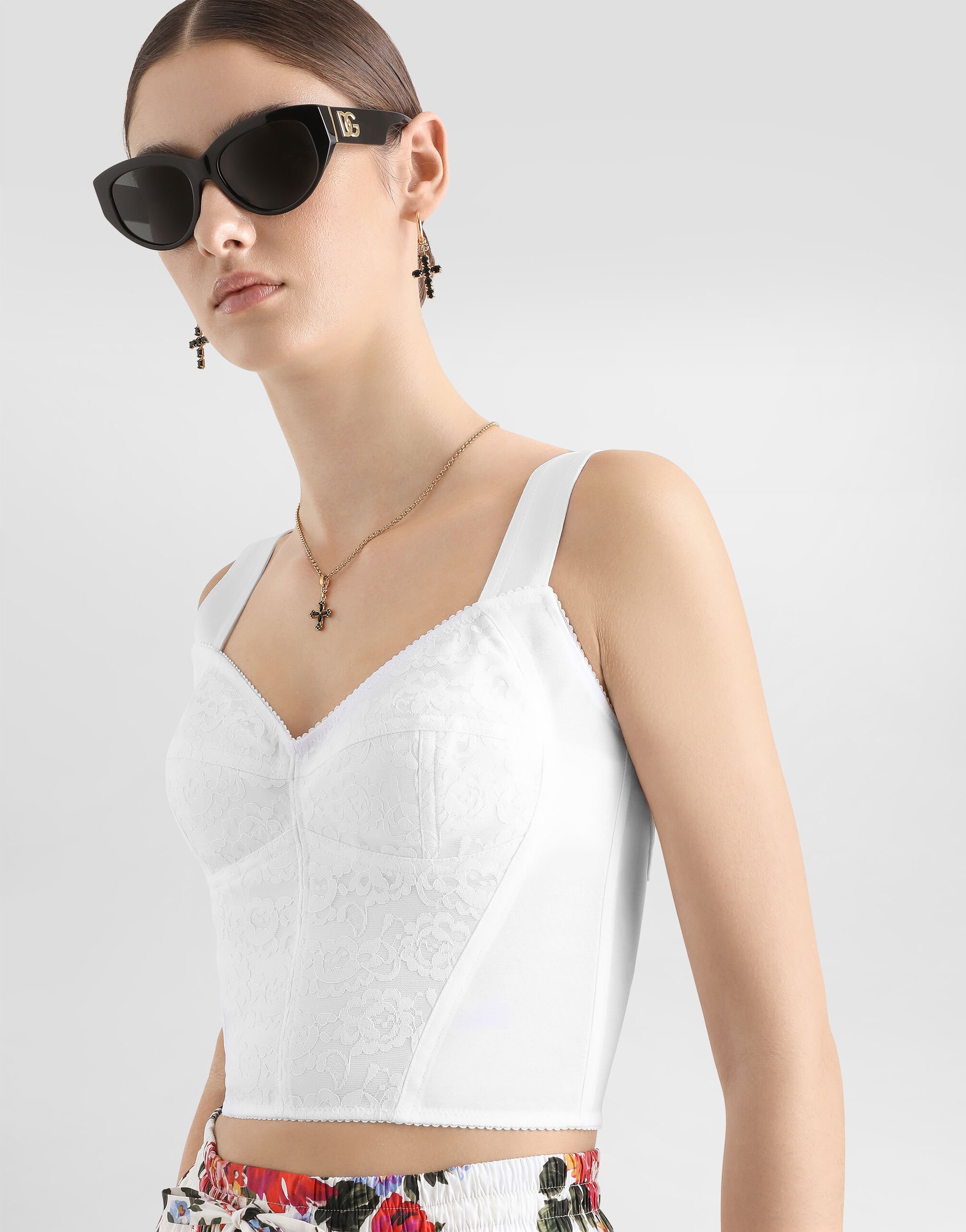 Dolce & Gabbana ビスチェ ホワイトのウィメンズ ビスチェ コルセッテリア ジャカードシース