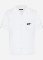Dolce & Gabbana Cotton Hawaiian shirt with branded tag Black G5JG4TFU5U8