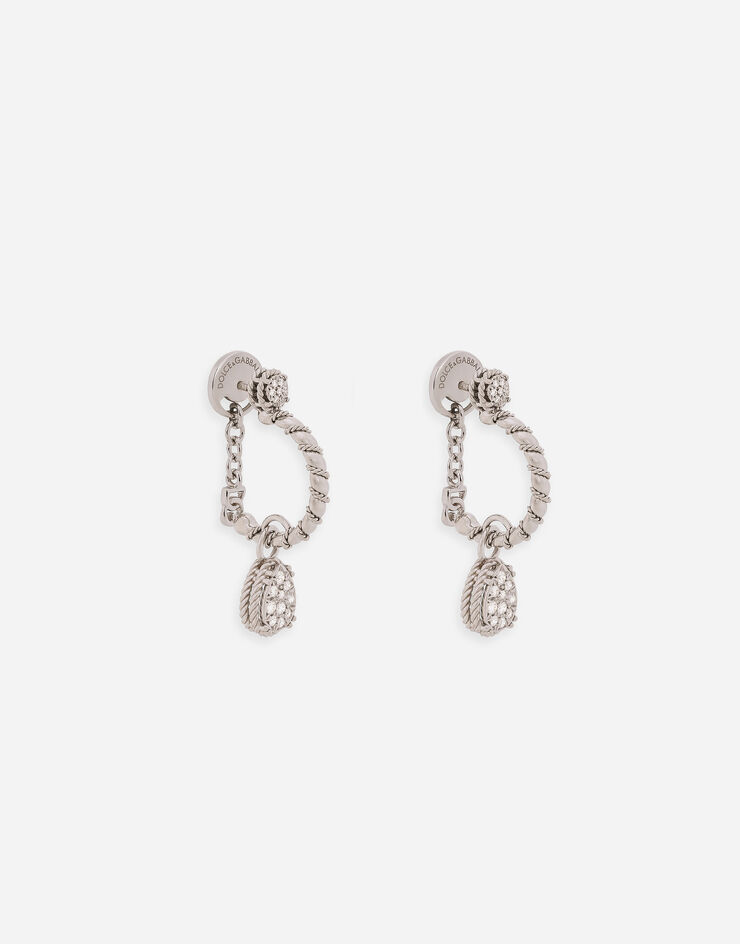 Dolce & Gabbana Boucles d’oreilles Easy Diamond en or blanc 18 ct avec pavé de diamants Blanc WEQD3GWPAVE