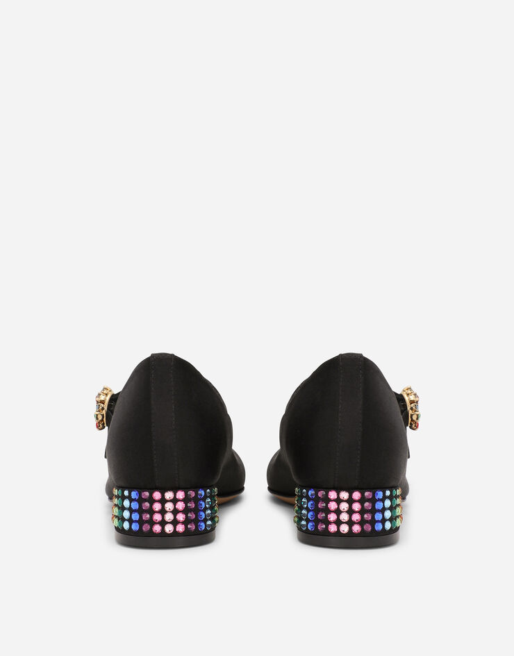 Dolce & Gabbana Satin Mary Janes with multi-colored crystals Noir D11034A9V26