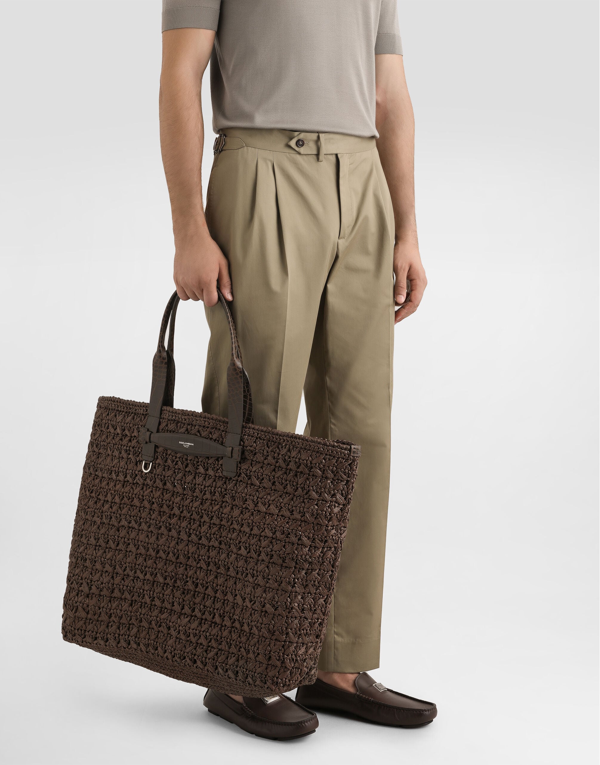 Raffia crochet shopper in Brown for Men | Dolce&Gabbana® US