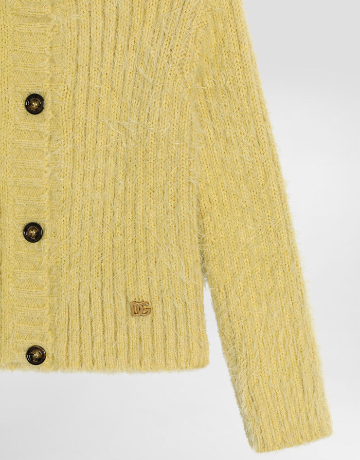Dolce & Gabbana Ribbed cardigan Yellow L5KWMFJGMFF