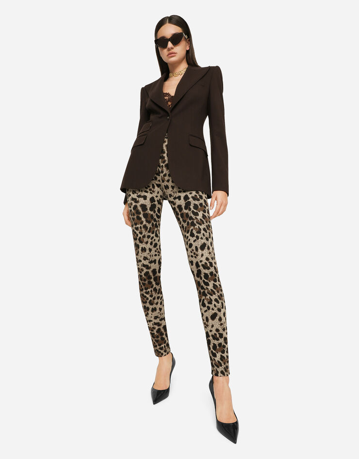 Dolce&Gabbana Jersey leggings with jacquard leopard design Multicolor FTCQKTFJGAS