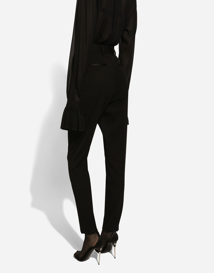 Dolce & Gabbana Pantalón pitillo en gabardina de lana Negro FTC30TFU28J