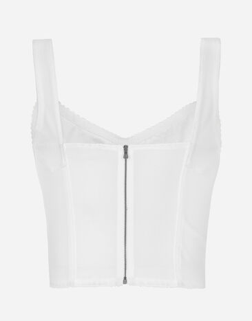 Dolce & Gabbana Bustier style corset en tissu façon gaine jacquard et dentelle Blanc F7T19TG9798
