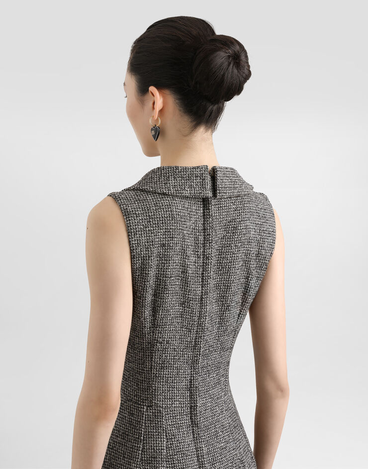 Dolce & Gabbana Long dotted wool blend dress Multicolor F6TVWTFMZAT