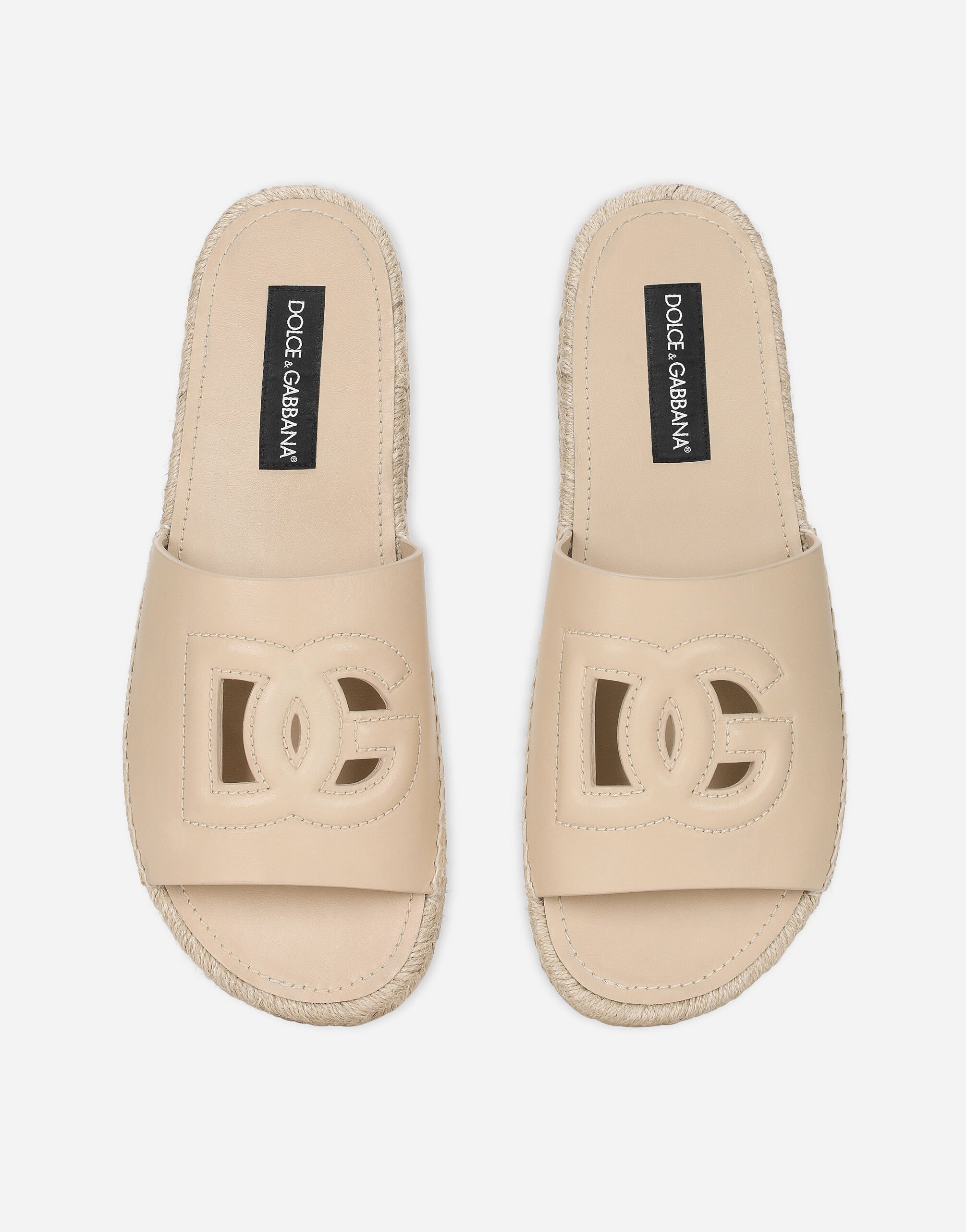 Mules espadrilles en cuir de veau en Beige pour homme Dolce Gabbana