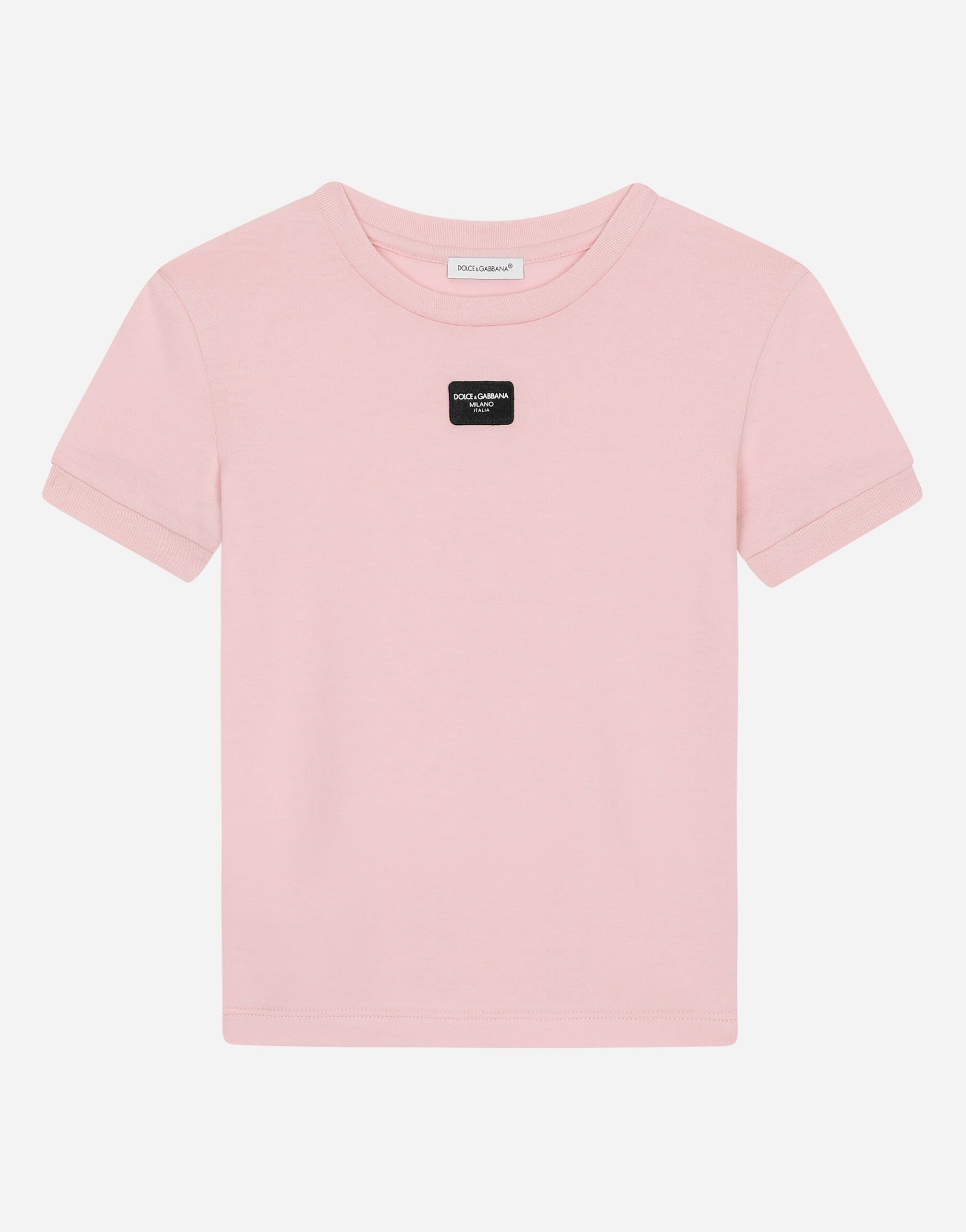 Dolce & Gabbana Jersey T-shirt with logo tag Pink EB0249AB018