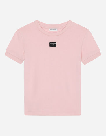 Dolce & Gabbana Camiseta de punto con placa con logotipo Rosa L5JTMOG7M4W
