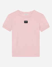 Dolce & Gabbana Jersey T-shirt with logo tag Pink EB0249AB018