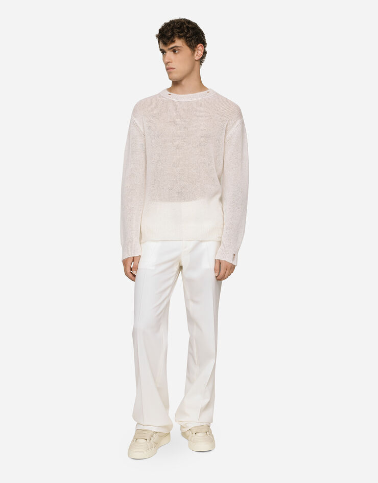 Dolce&Gabbana Stretch wool twill pants with straight leg White GYZMHTGH054