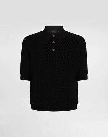 Dolce & Gabbana Polo shirt in perforated cotton Dolce & Gabbana Polo shirt in perforated cotton Black GXZ02TJBCJW