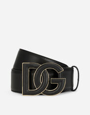 Dolce & Gabbana Calfskin belt with DG logo Black WWJC2SXCMDT