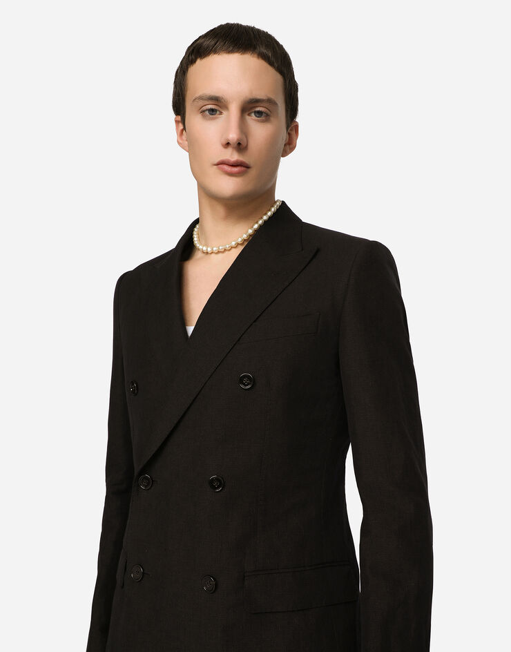 Dolce & Gabbana Double-breasted linen and cotton Taormina-fit suit Black GKAIMTFUTAK