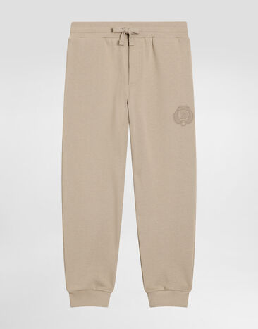Dolce & Gabbana Fleece trousers with DG embroidery Beige L4JPIGG7PEQ