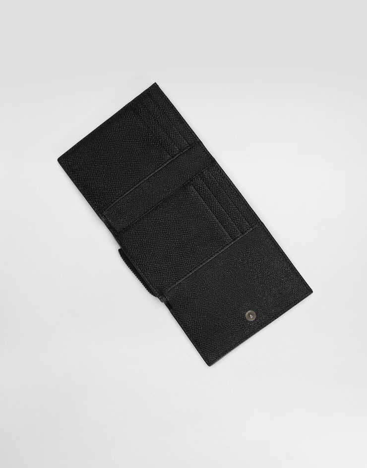 Dolce&Gabbana Cartera con solapa en piel de becerro con placa con logotipo Negro BP3271AG219