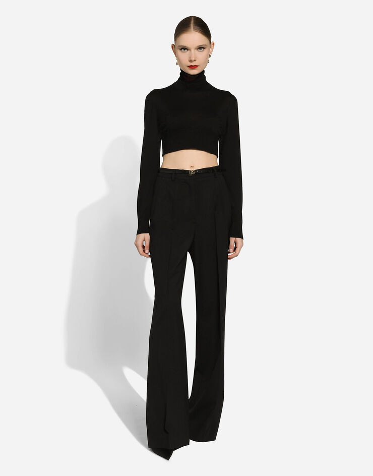 Dolce & Gabbana Palazzohose aus Twill Schwarz FTCP1TFUBGC