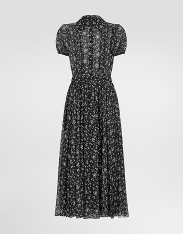 Dolce & Gabbana Vestido en chiffon con estampado floral Multicolor F632WTIS169