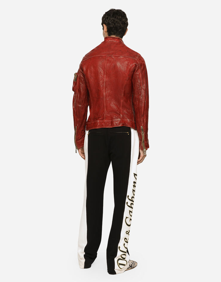 Dolce & Gabbana Multi-pocket washed leather jacket Bordeaux G9AHMLGG133
