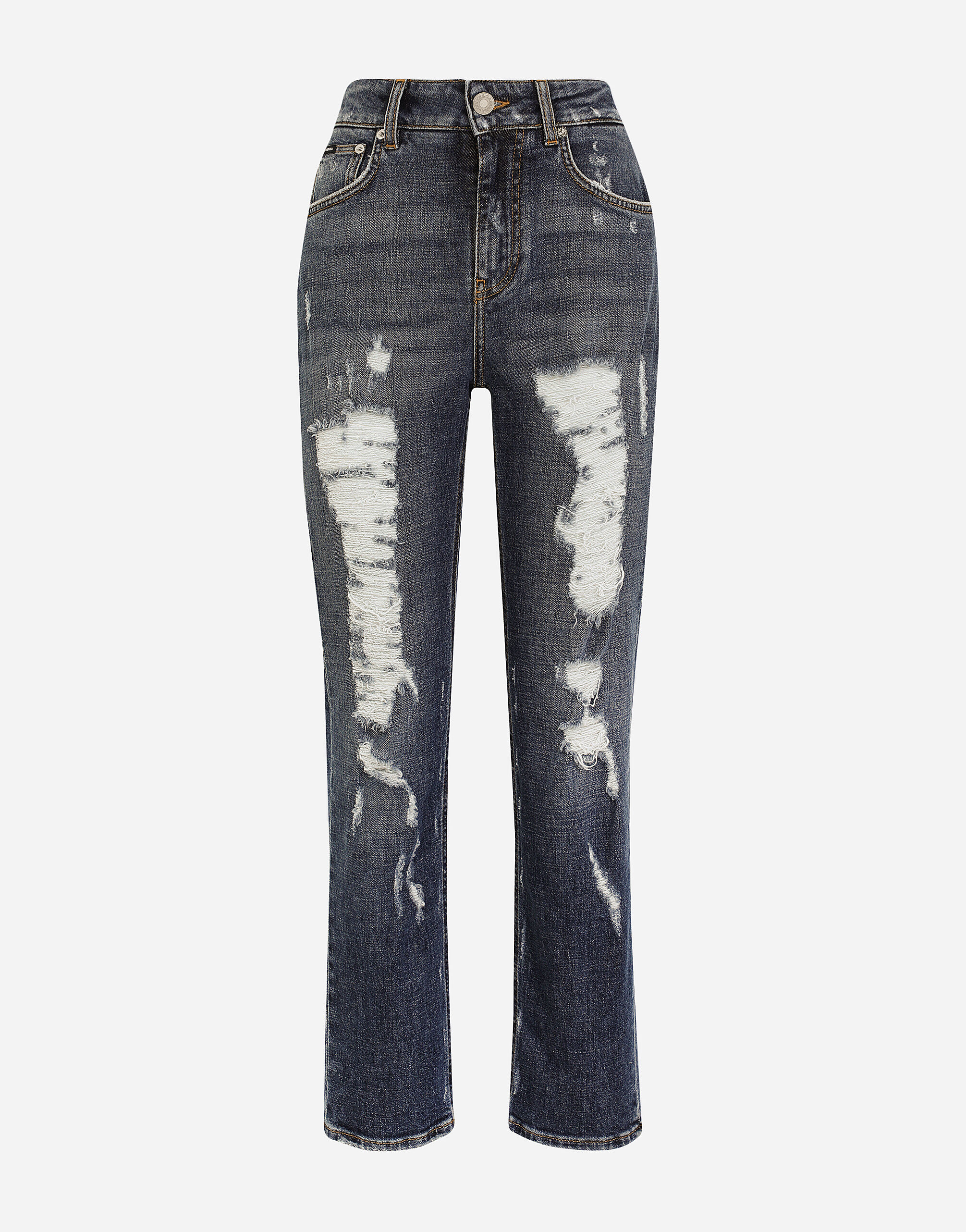 Dolce & Gabbana Boyfriend jeans with rips Red F771STFURAD