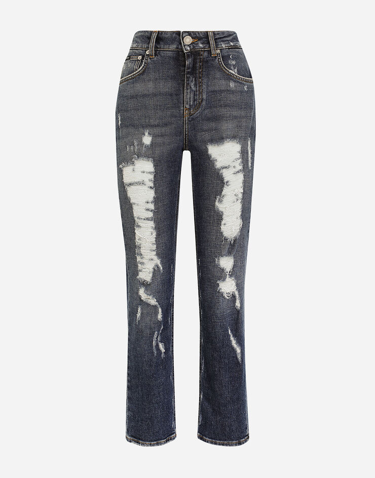 Dolce & Gabbana Jeans Boyfriend aus Denim mit Rissen Mehrfarbig FTCFPDG8ET5