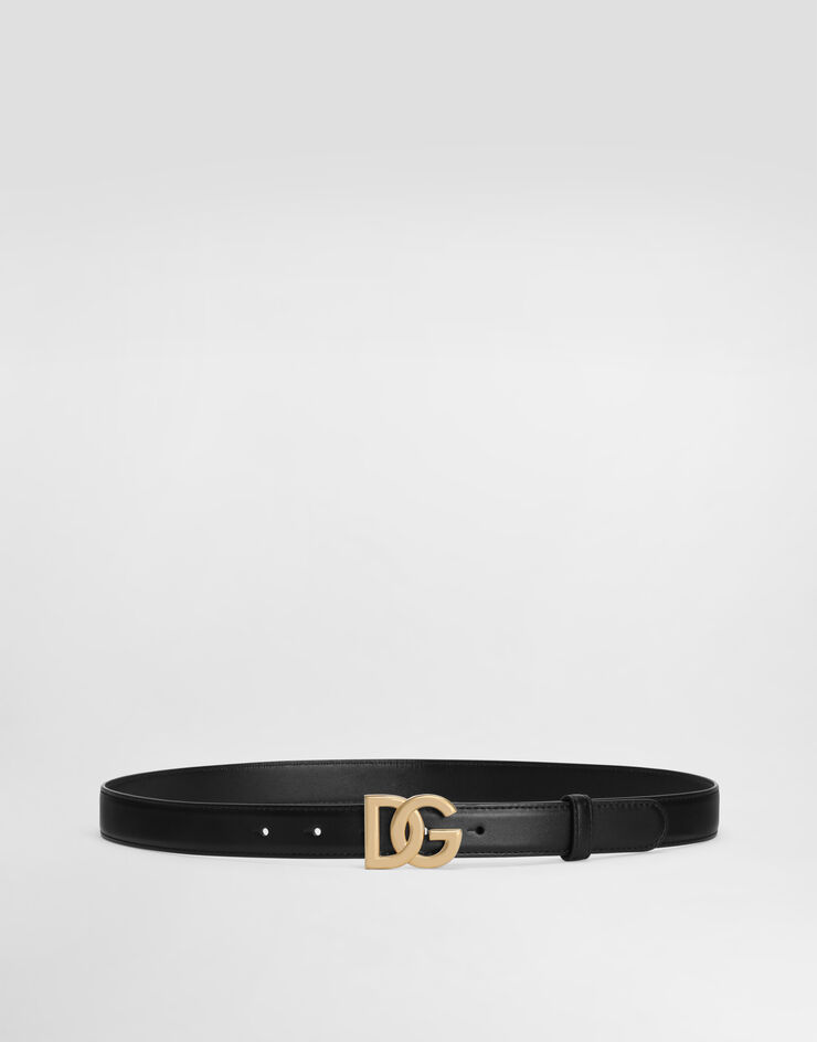 Blackのウィメンズ Calfskin belt with DG logo | Dolce&Gabbana®