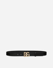 Dolce&Gabbana Calfskin belt with DG logo Brown FS215AGDBY0