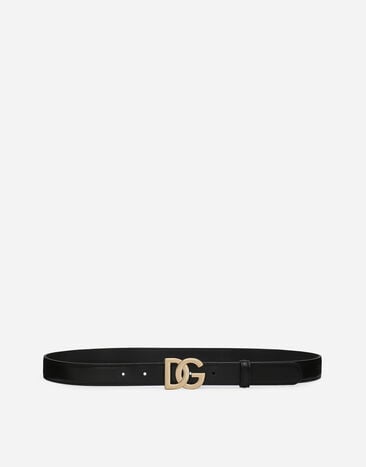 Dolce & Gabbana Calfskin belt with DG logo Black BE1446AW576