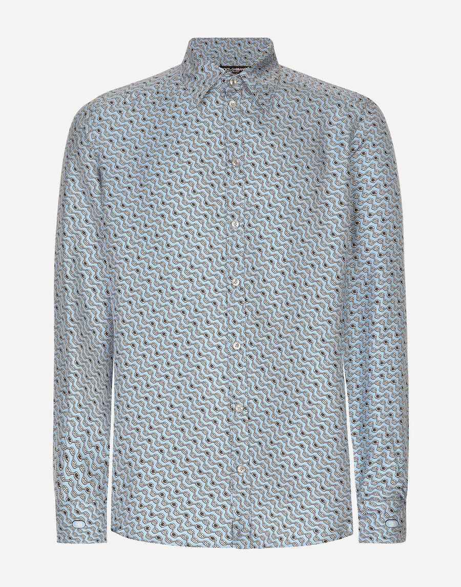 Silk Martini-fit shirt with tie print