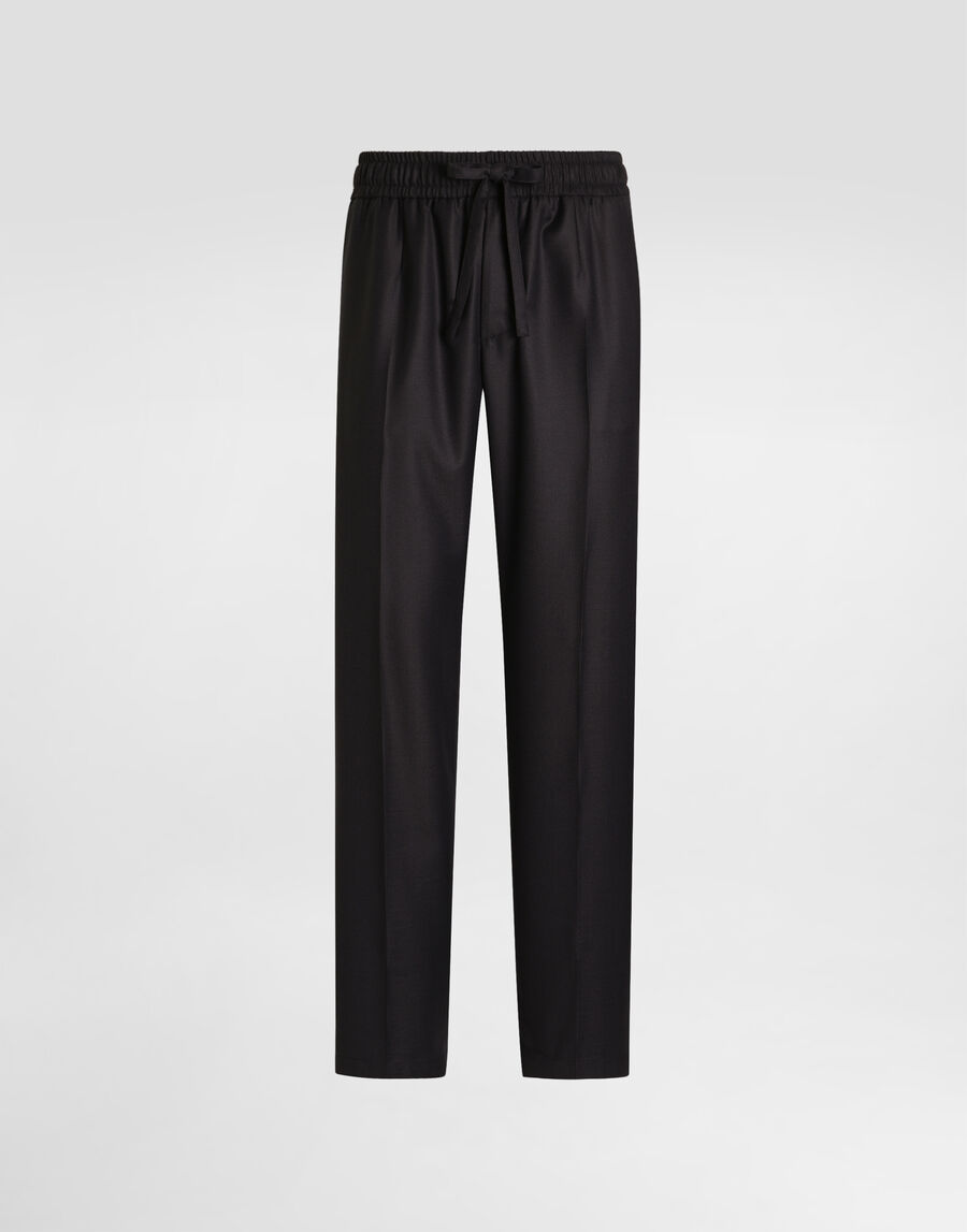 Bird's eye wool jogging trousers