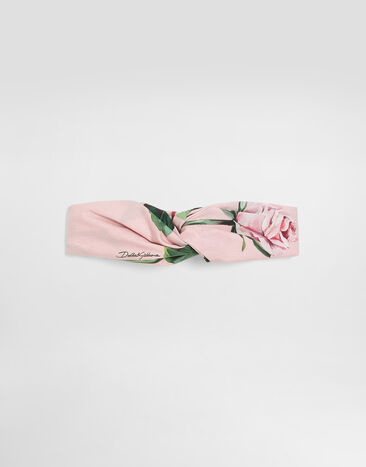 Dolce & Gabbana Poplin headband with rose print Purple LB3L54FMTAC