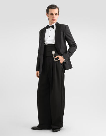 Dolce & Gabbana Double-breasted Tuxedo jacket in techno gabardine Black G2UH7TFU2Z8