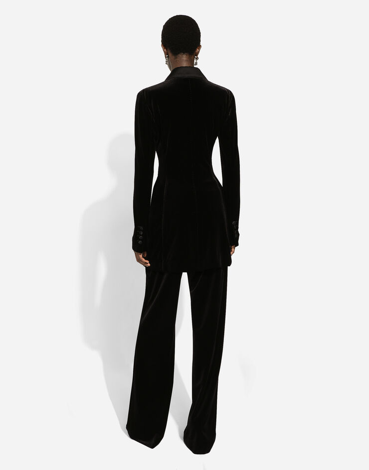Dolce & Gabbana Giacca turlington doppiopetto in velluto Nero F29XTTFUWD6