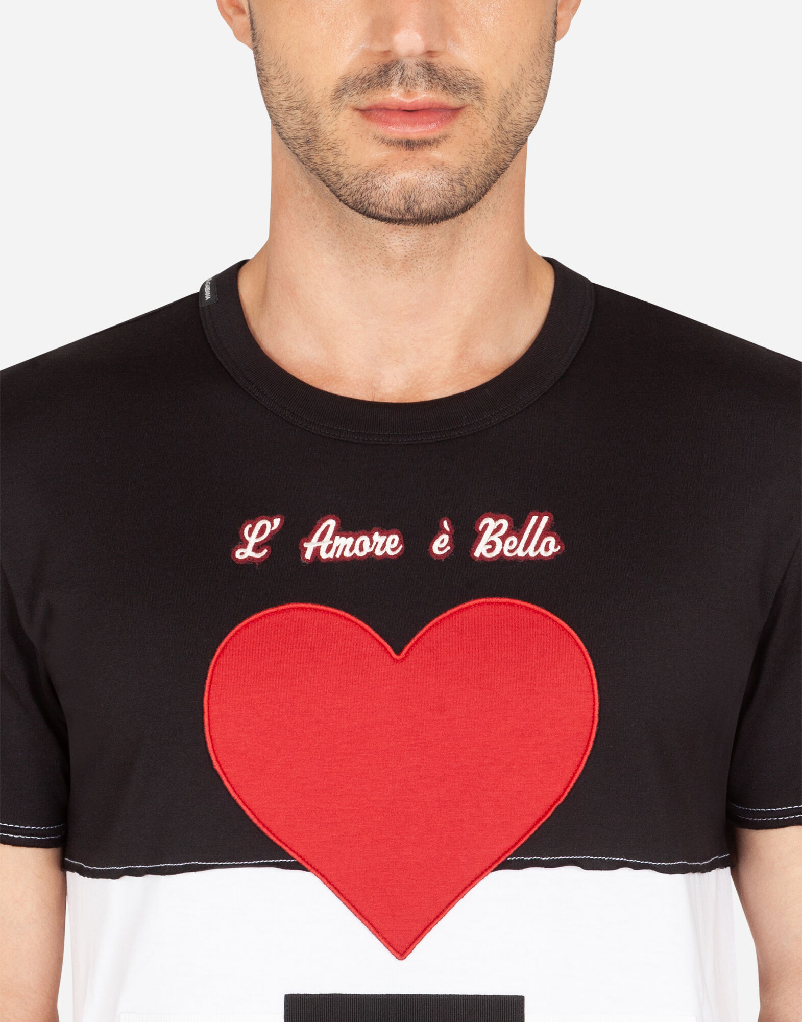 DOLCE&GABBANA ロゴ パッチワーク ハート シンボル Tシャツ Tシャツ ハートパッチ