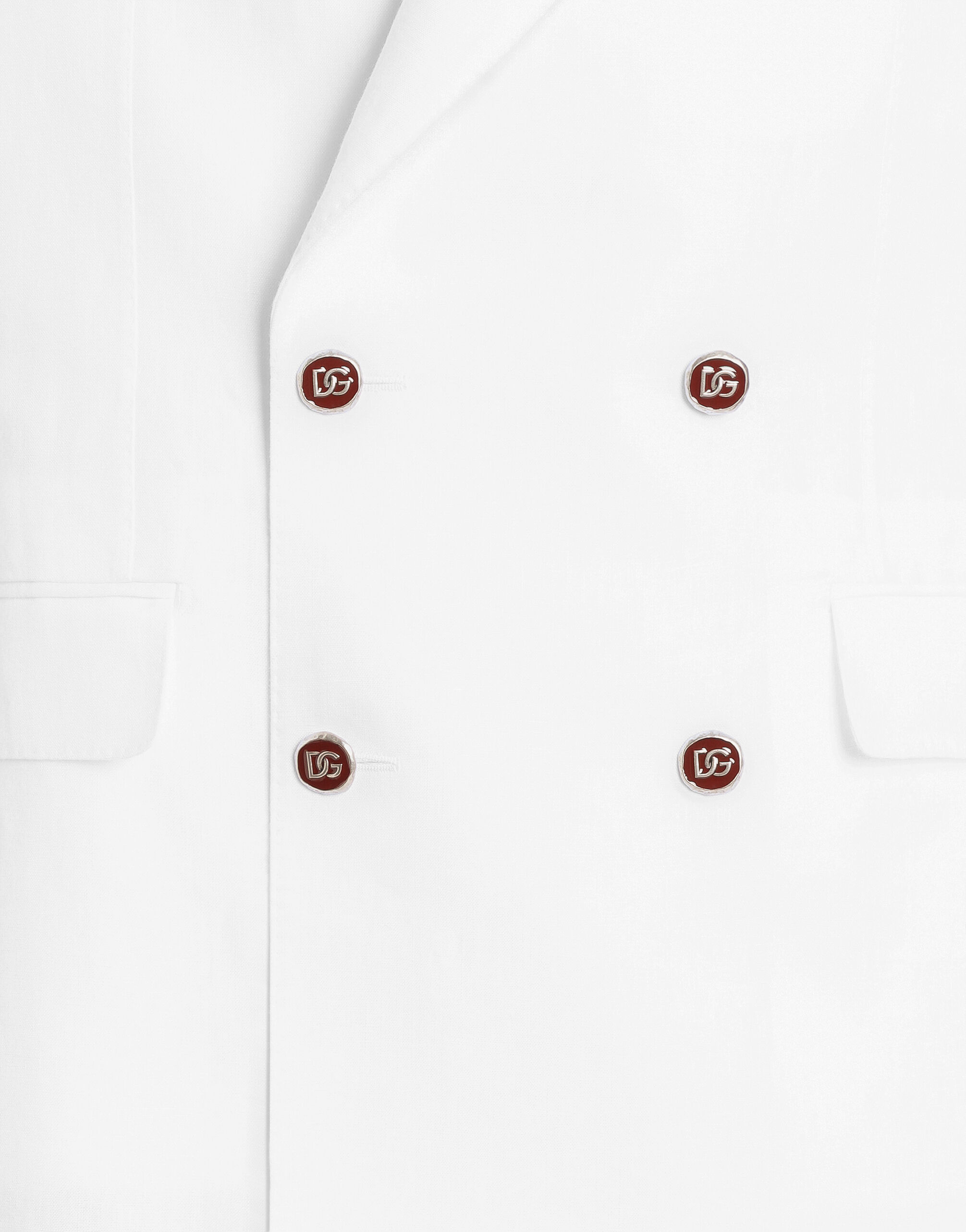 Sicilia light double-breasted linen jacket in White for Men