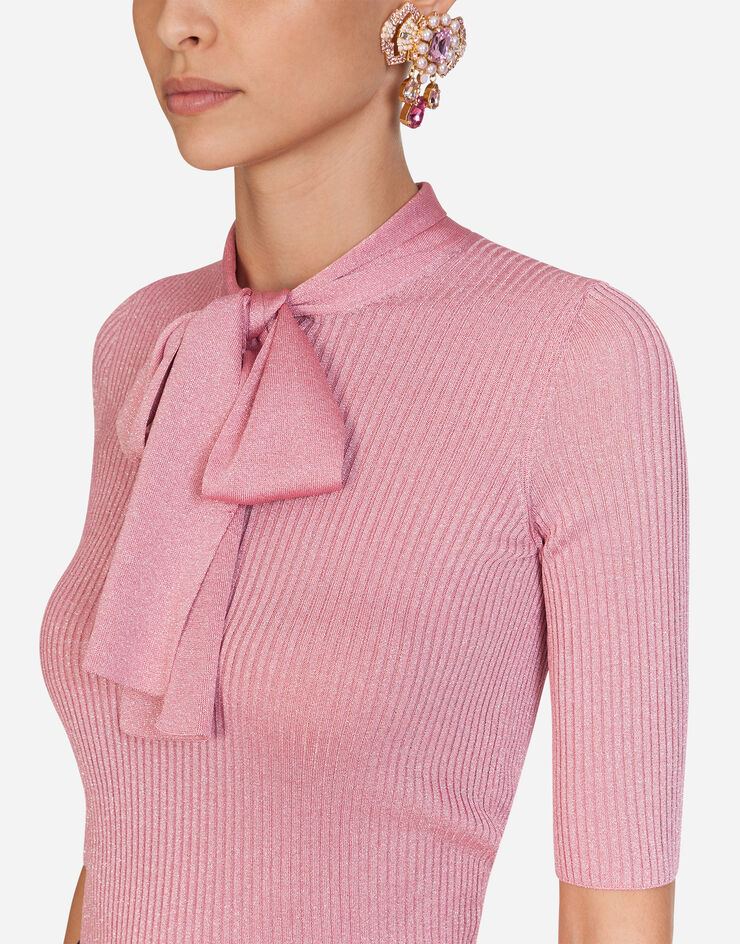 Dolce & Gabbana SERAFINO SWEATER WITH BOW IN BOW PINK FX668TJAIDM