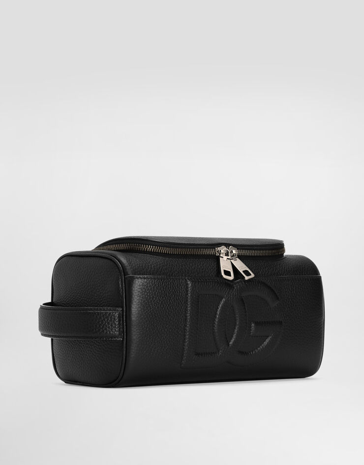Dolce & Gabbana Neceser en piel de becerro con estampado de ciervo Negro BT3338AT489