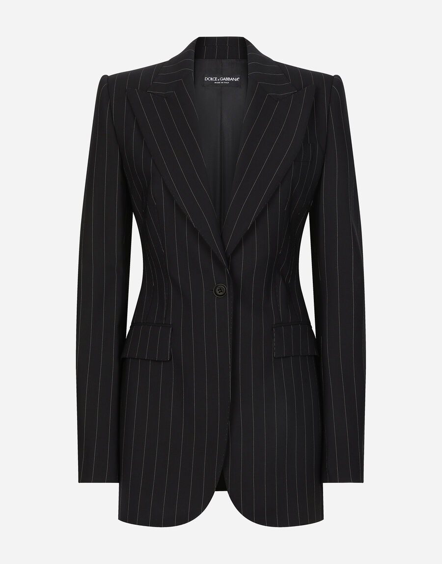 Single-breasted pinstripe wool Turlington jacket