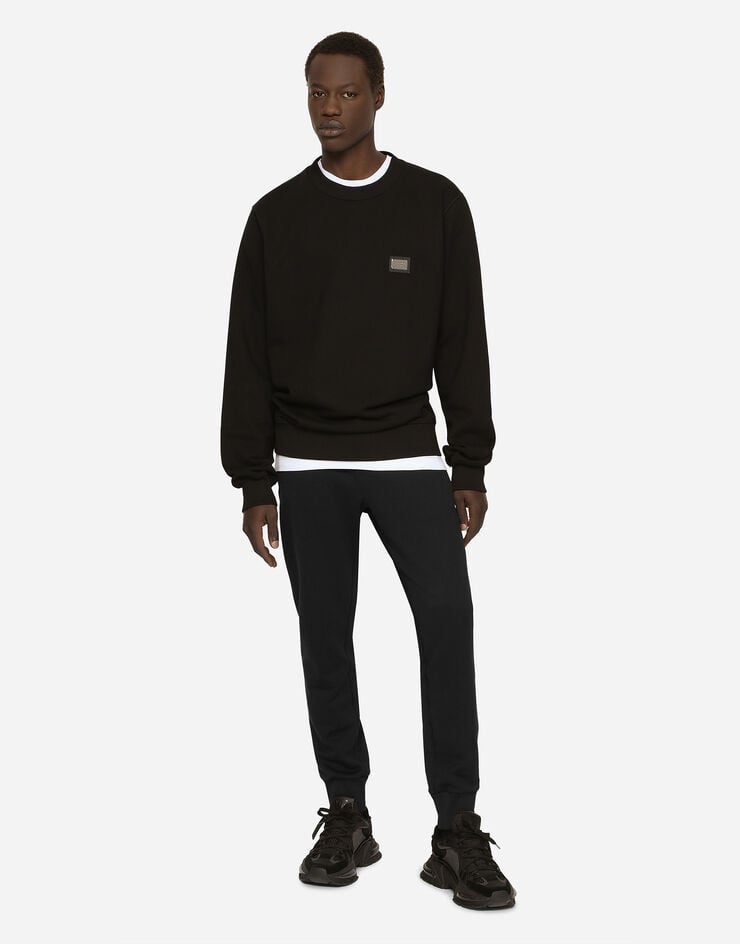 Dolce & Gabbana Jersey sweatshirt with branded tag Black G9ABJTG7P1C