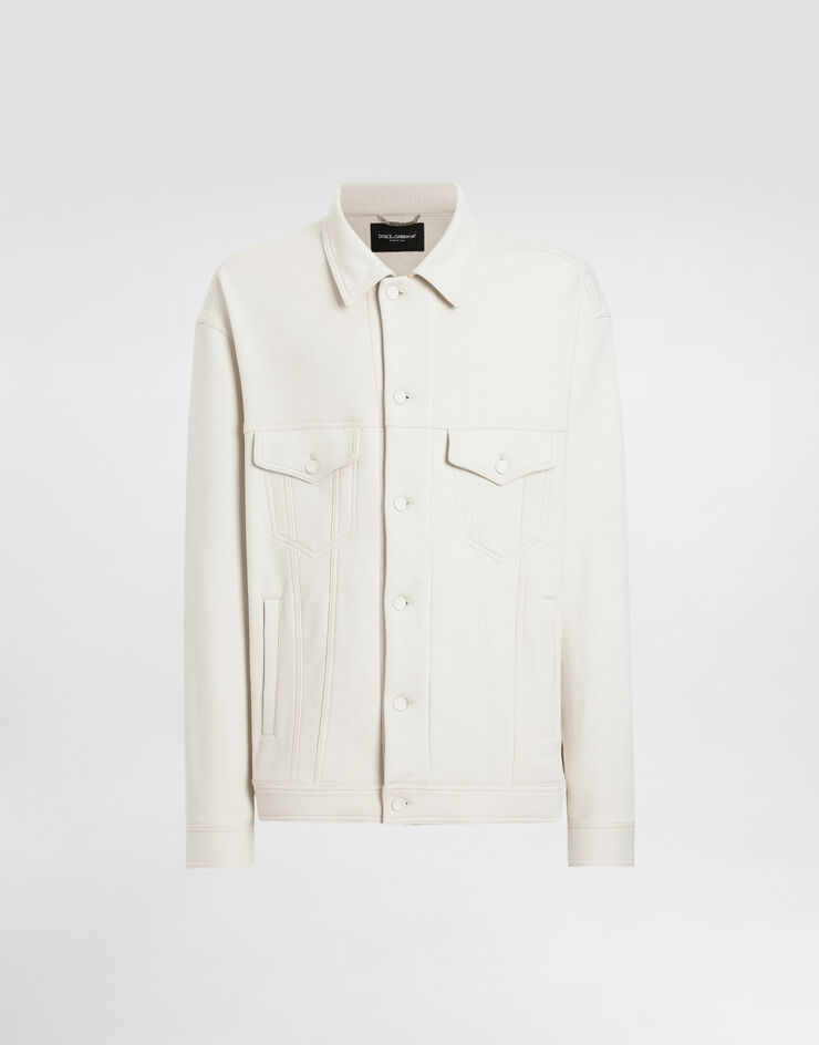 Dolce & Gabbana Jacke aus Baumwollsweatstoff Beige G9BKBTHU7O5